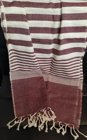 Scarf - Grape Narrow Stripe - Handmade