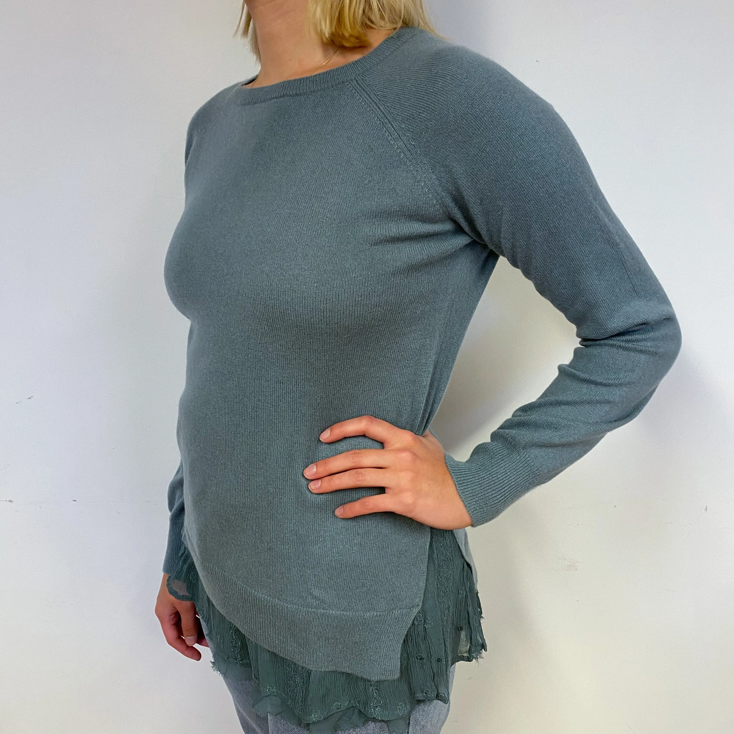 Sea Green Cashmere Crew Neck Jumper Small