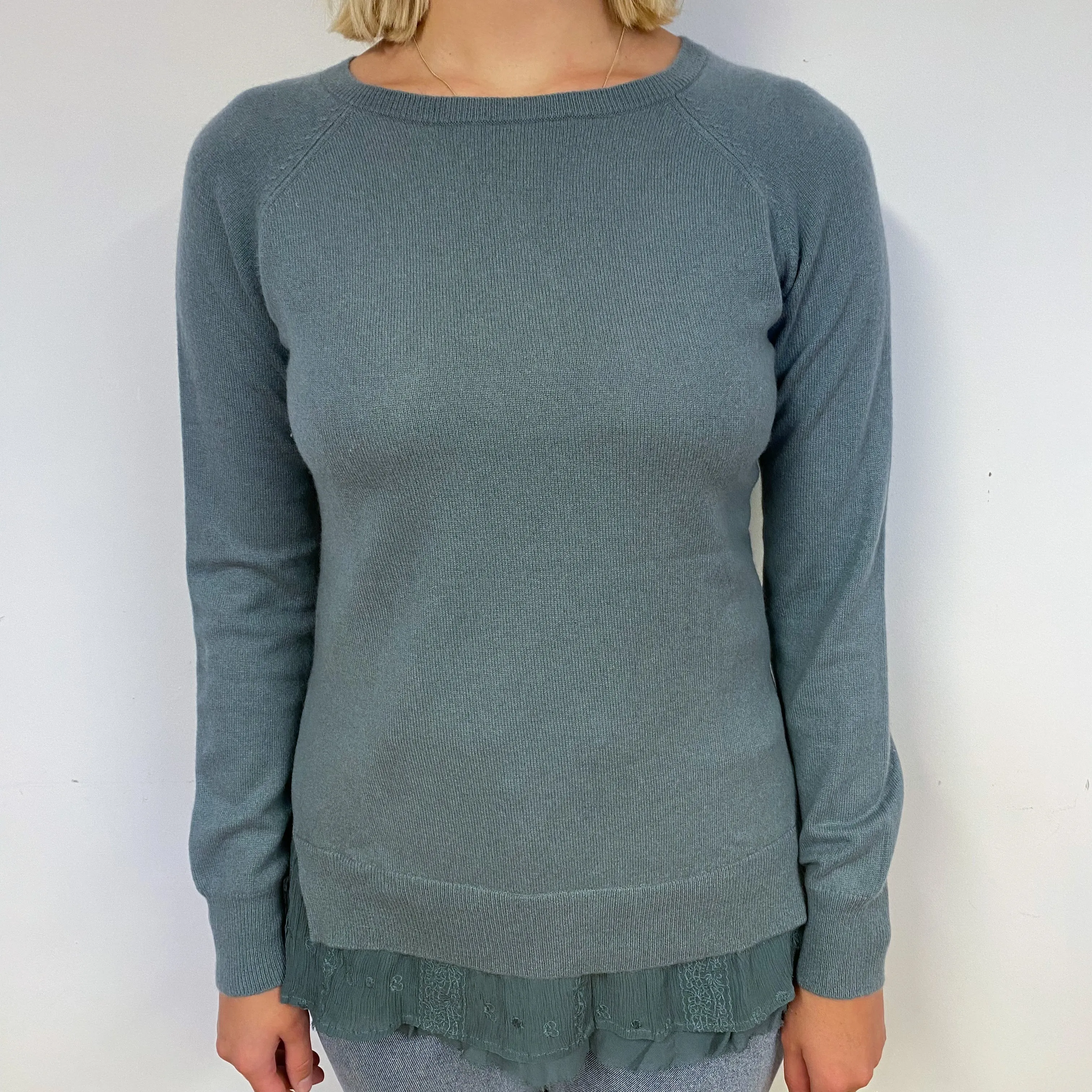 Sea Green Cashmere Crew Neck Jumper Small
