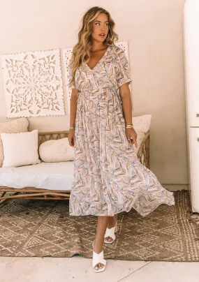 Sheer Puff Sleeve Ruffled V Neck Maxi Dress