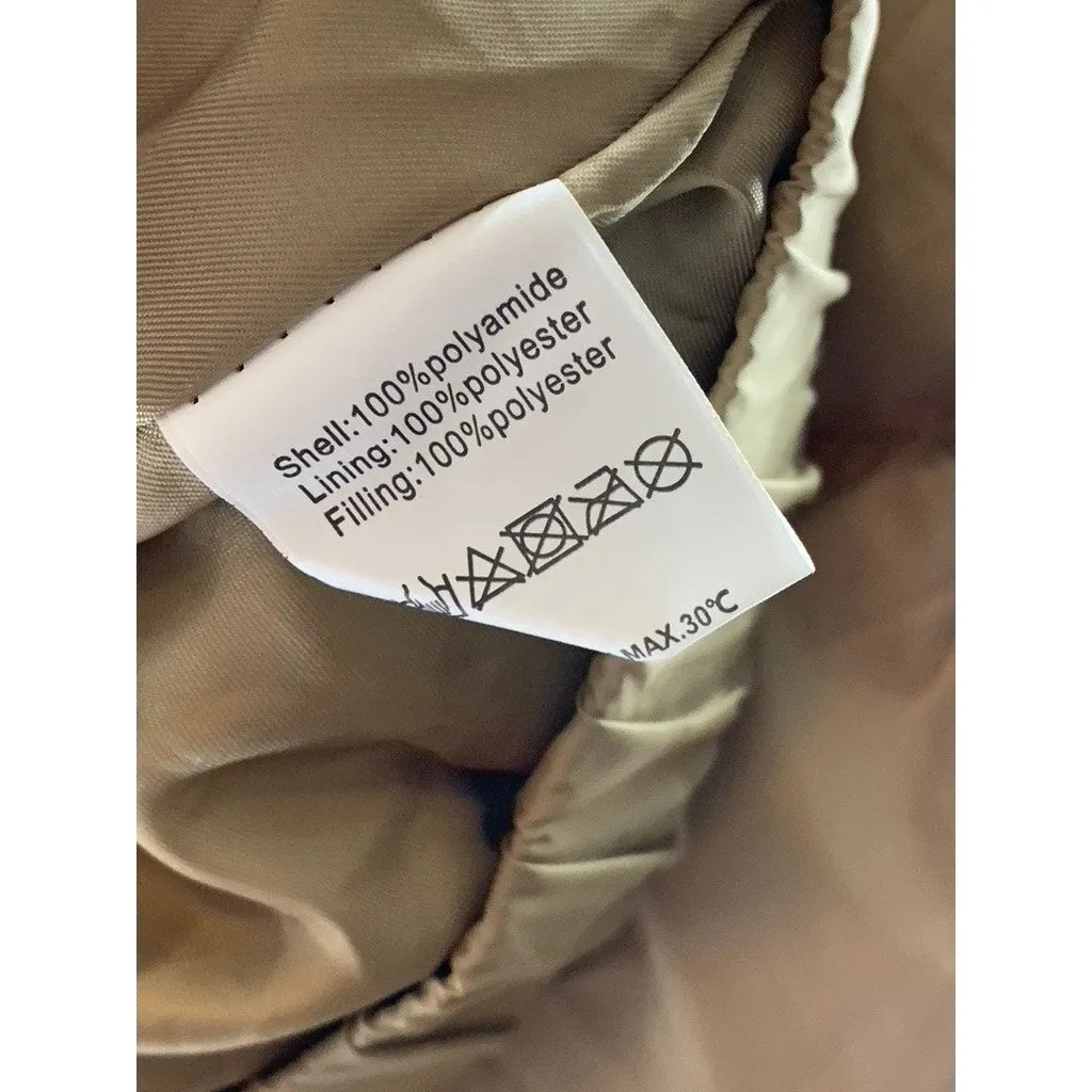 SHEIN Women's Tan Stand Collar Puffer Zip-Up Crop Jacket SZ L