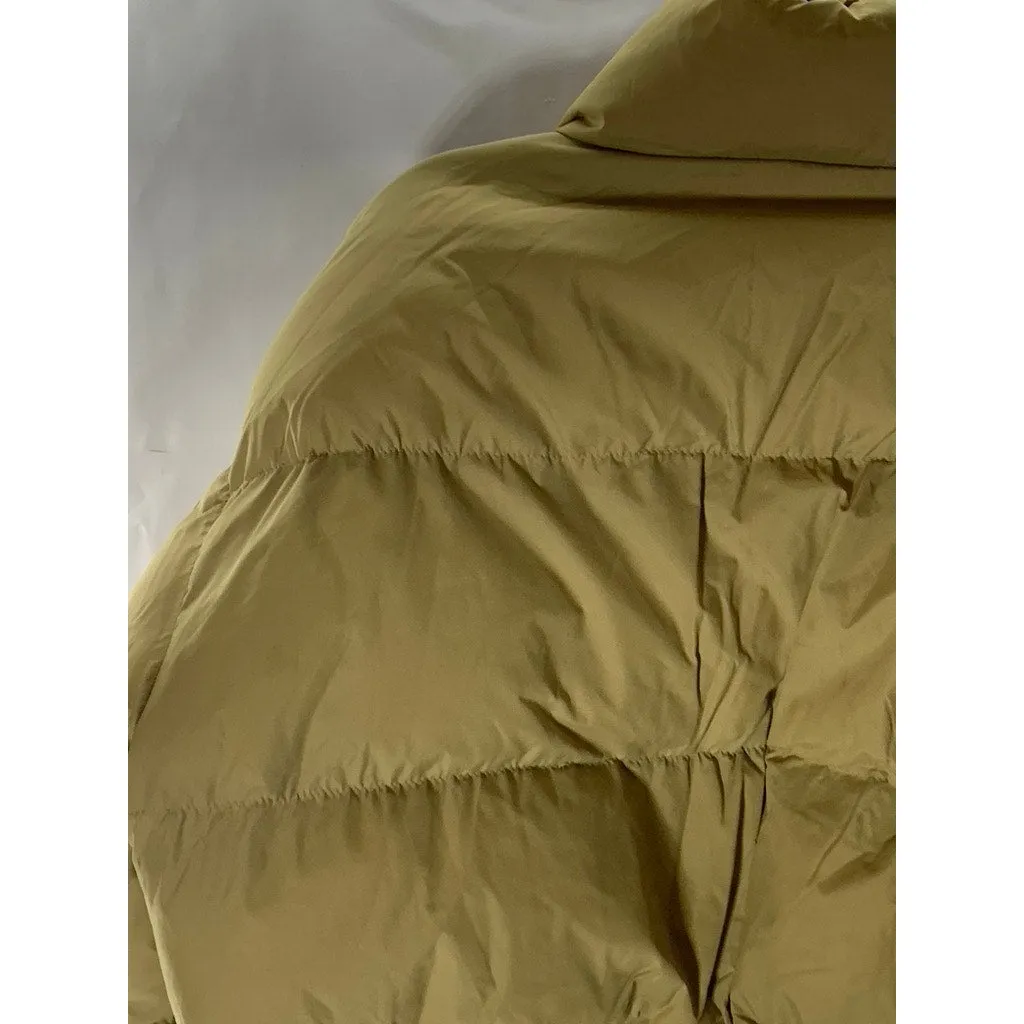 SHEIN Women's Tan Stand Collar Puffer Zip-Up Crop Jacket SZ L