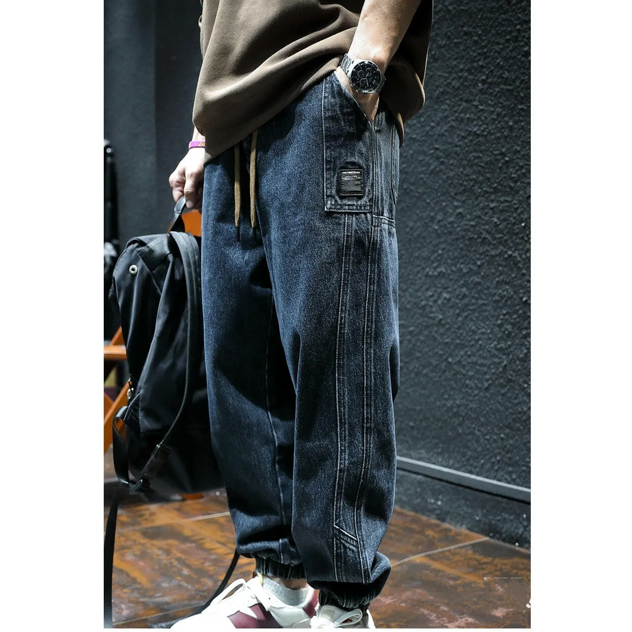 Side Stitch Loose Jeans P0036