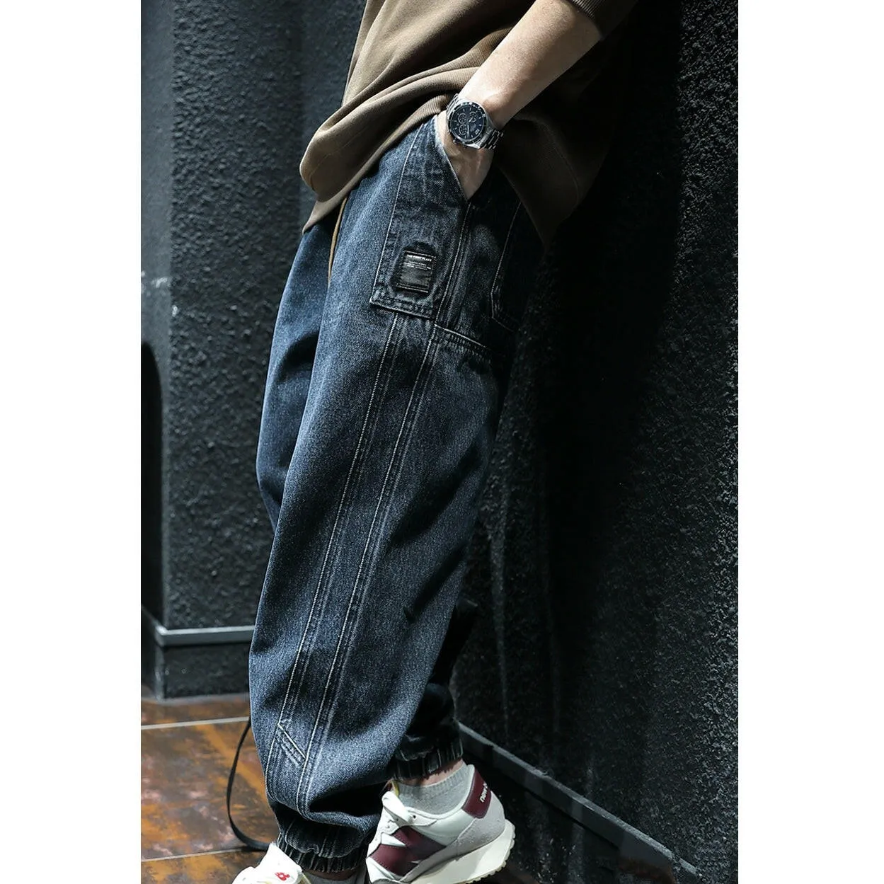 Side Stitch Loose Jeans P0036