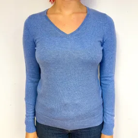 Sky Blue Cashmere V-Neck Jumper Small