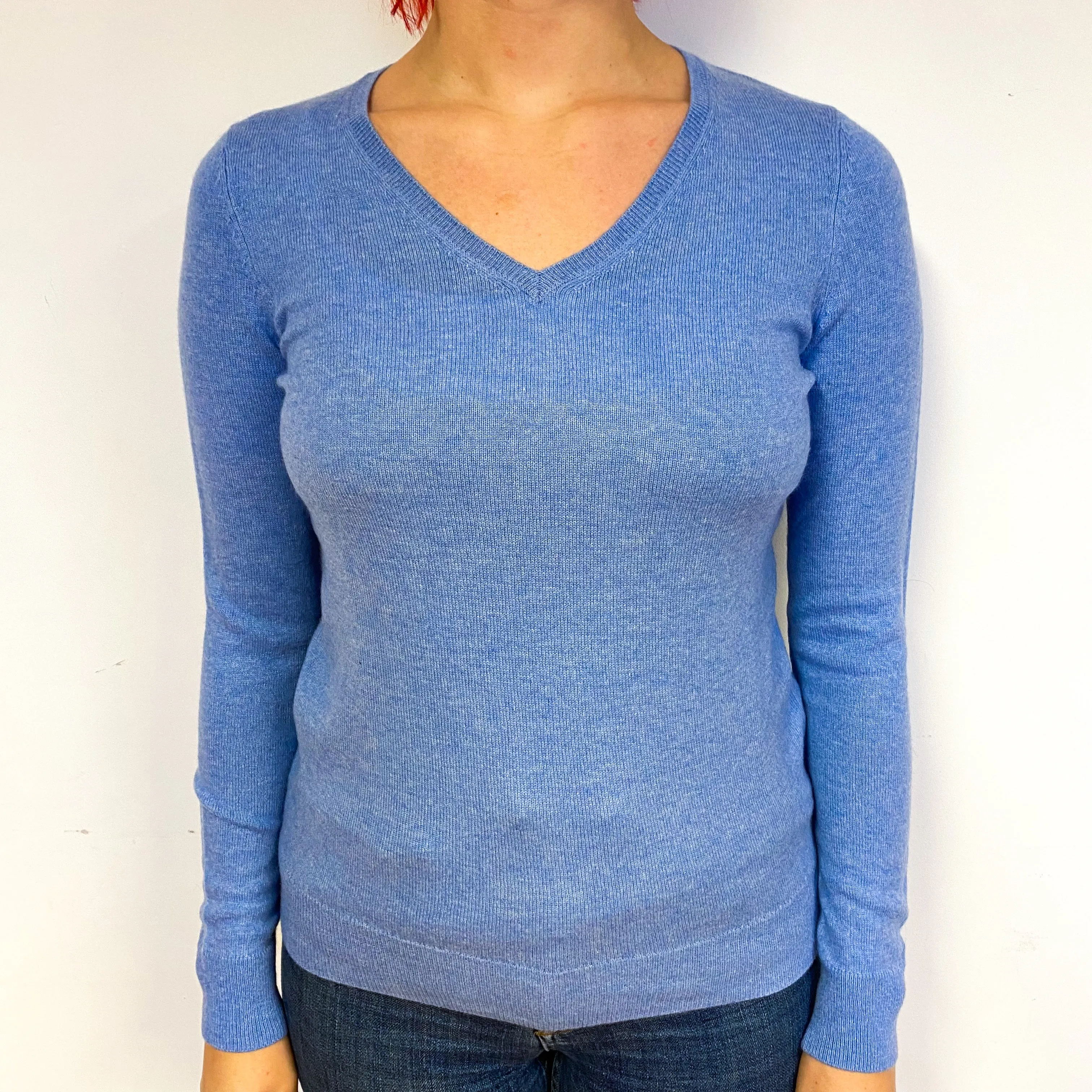 Sky Blue Cashmere V-Neck Jumper Small