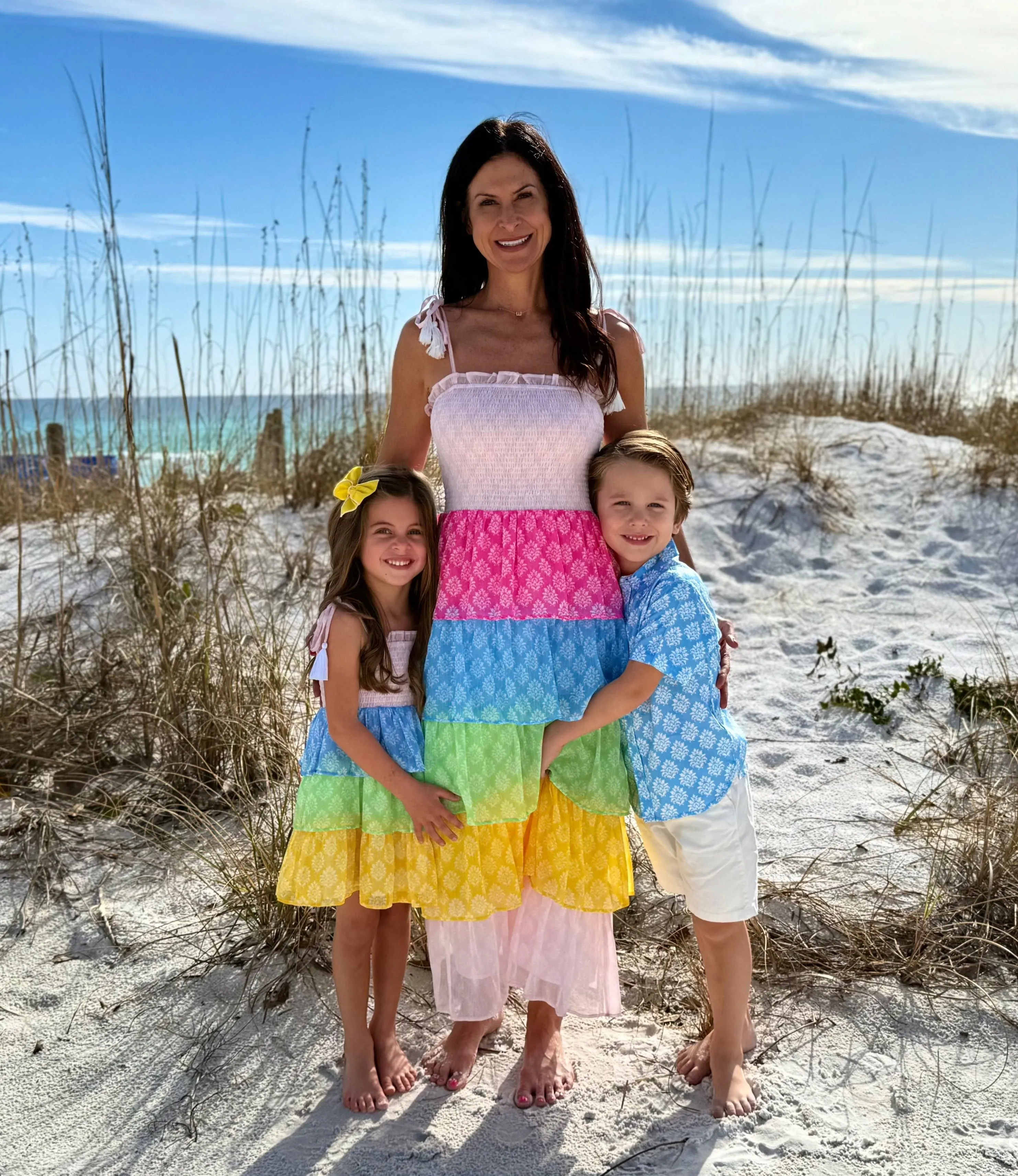 Smock Bodice Tiered Dress
