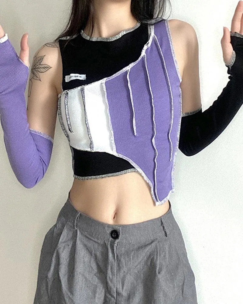 Streetwear Women Patchwork Top