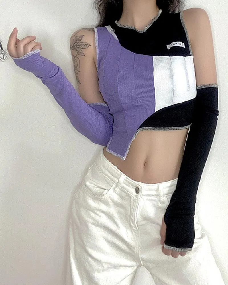 Streetwear Women Patchwork Top