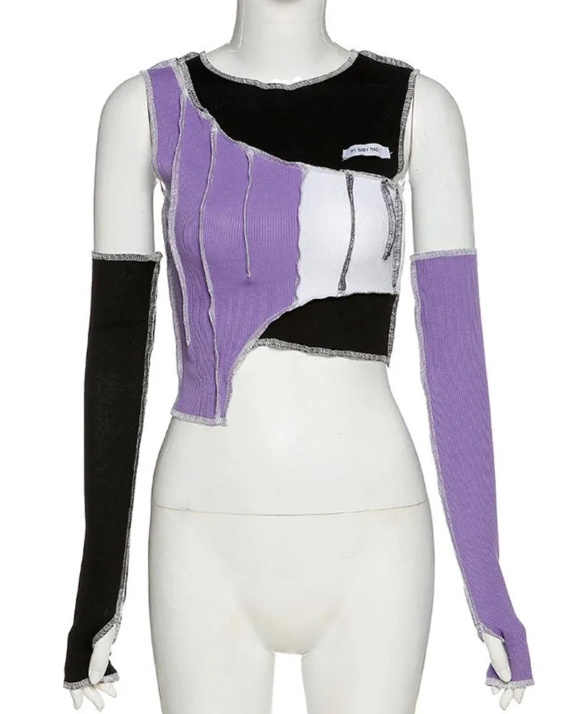 Streetwear Women Patchwork Top