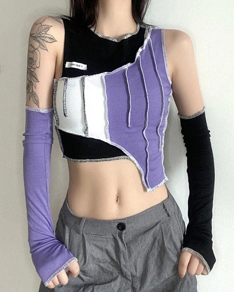 Streetwear Women Patchwork Top