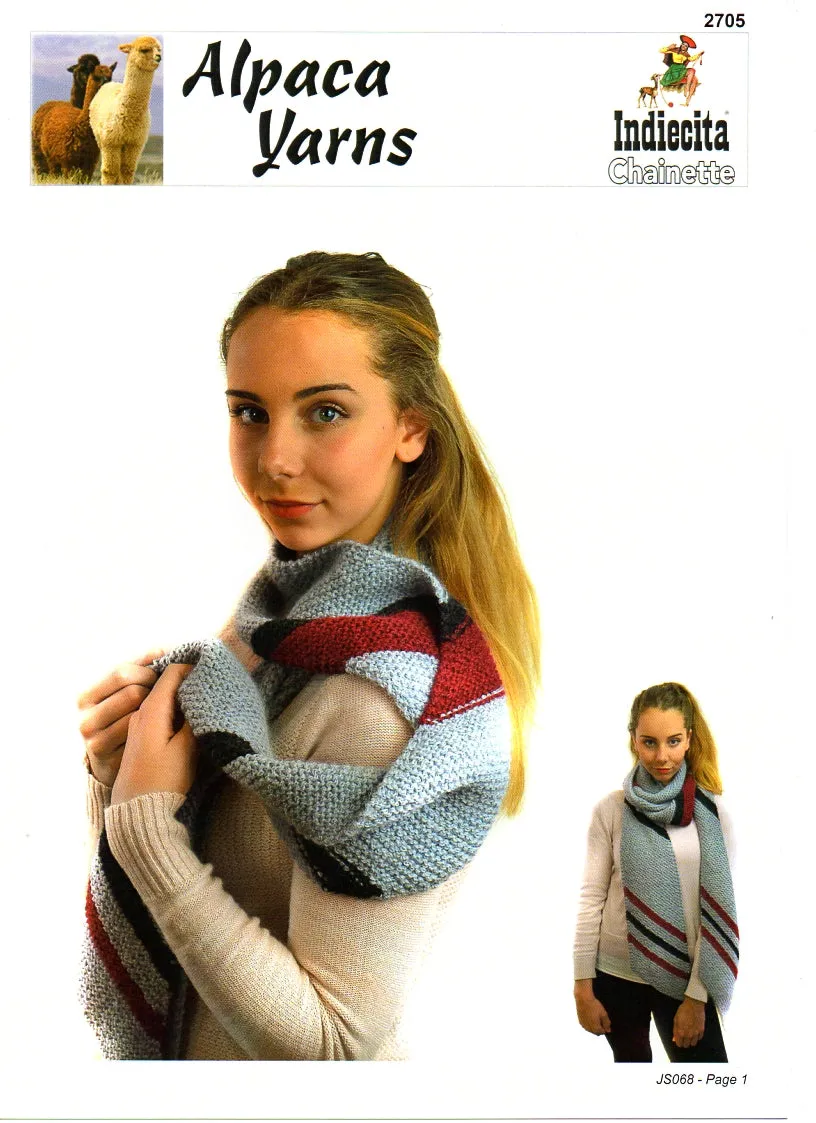 Striped Angular Scarf #2705 by Alpaca Yarns