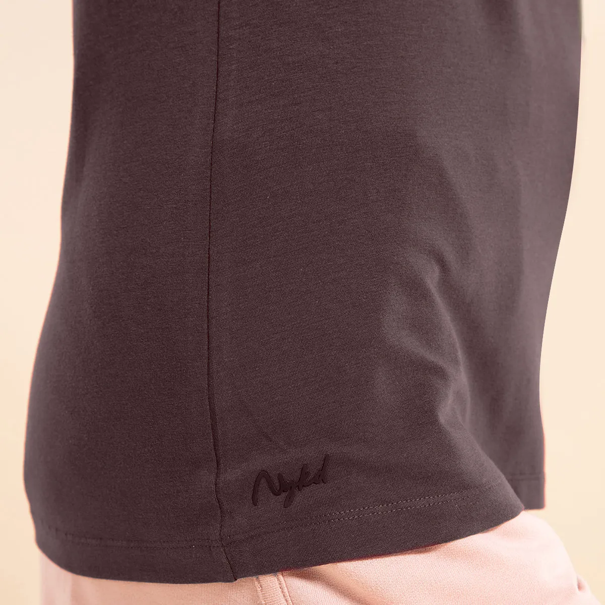 Super Comfy Cotton Stretch Classic Solid T-Shirt-NYLE216-Decadent Chocolate