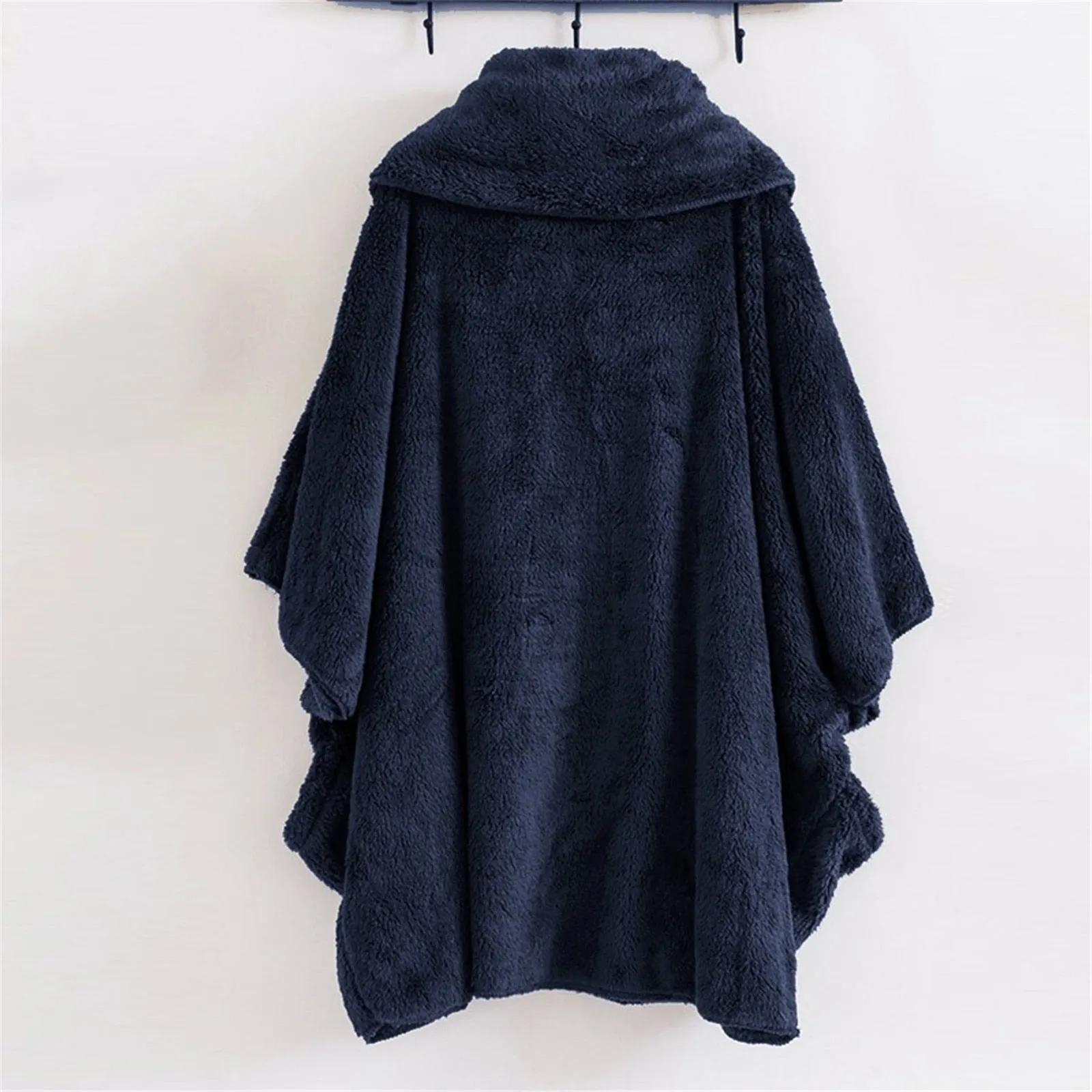 Thick Plush Batwing Turtleneck Coat