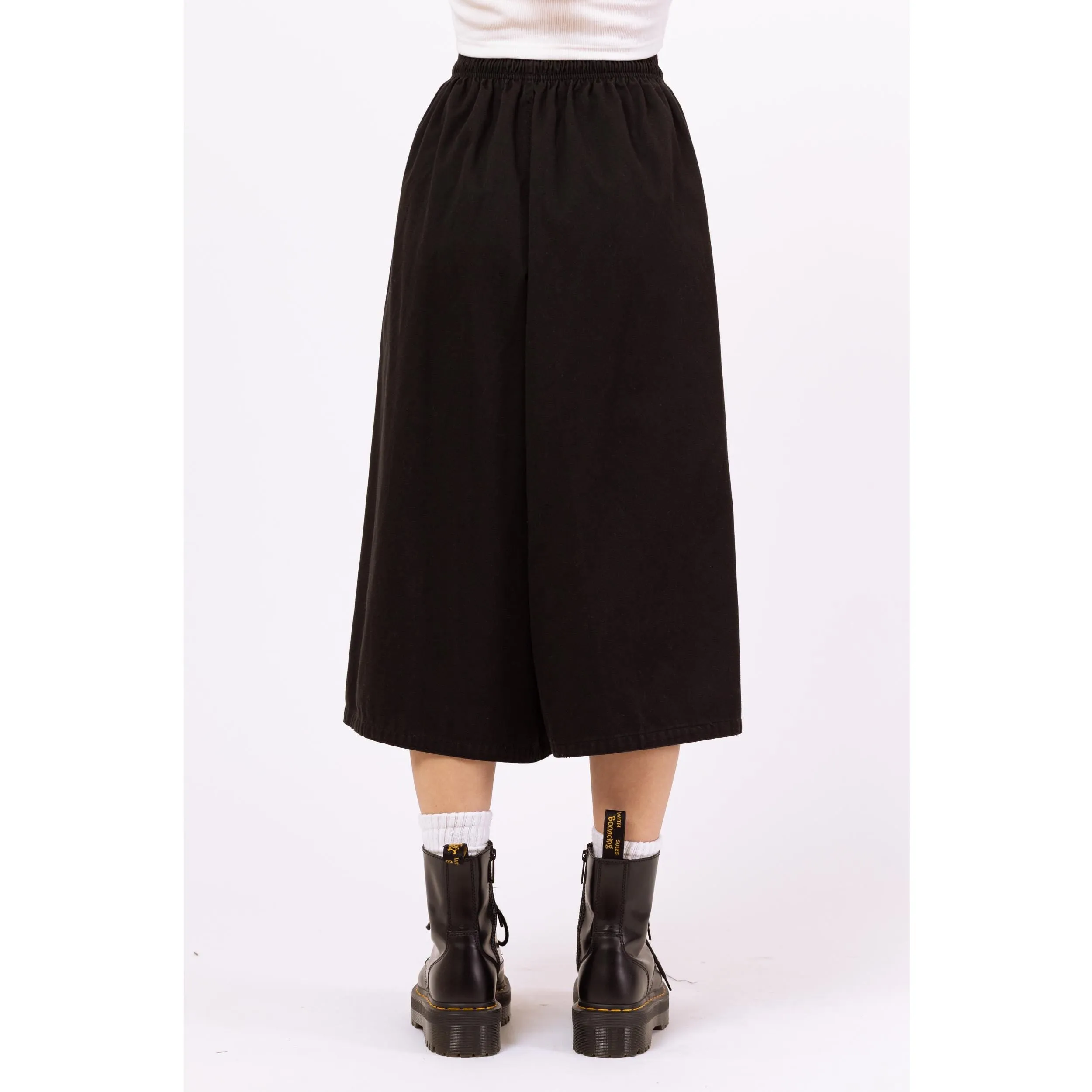 Vintage Y2K Black Wide Leg Culotte Pants - XXS-XS, 21"-25" Waist