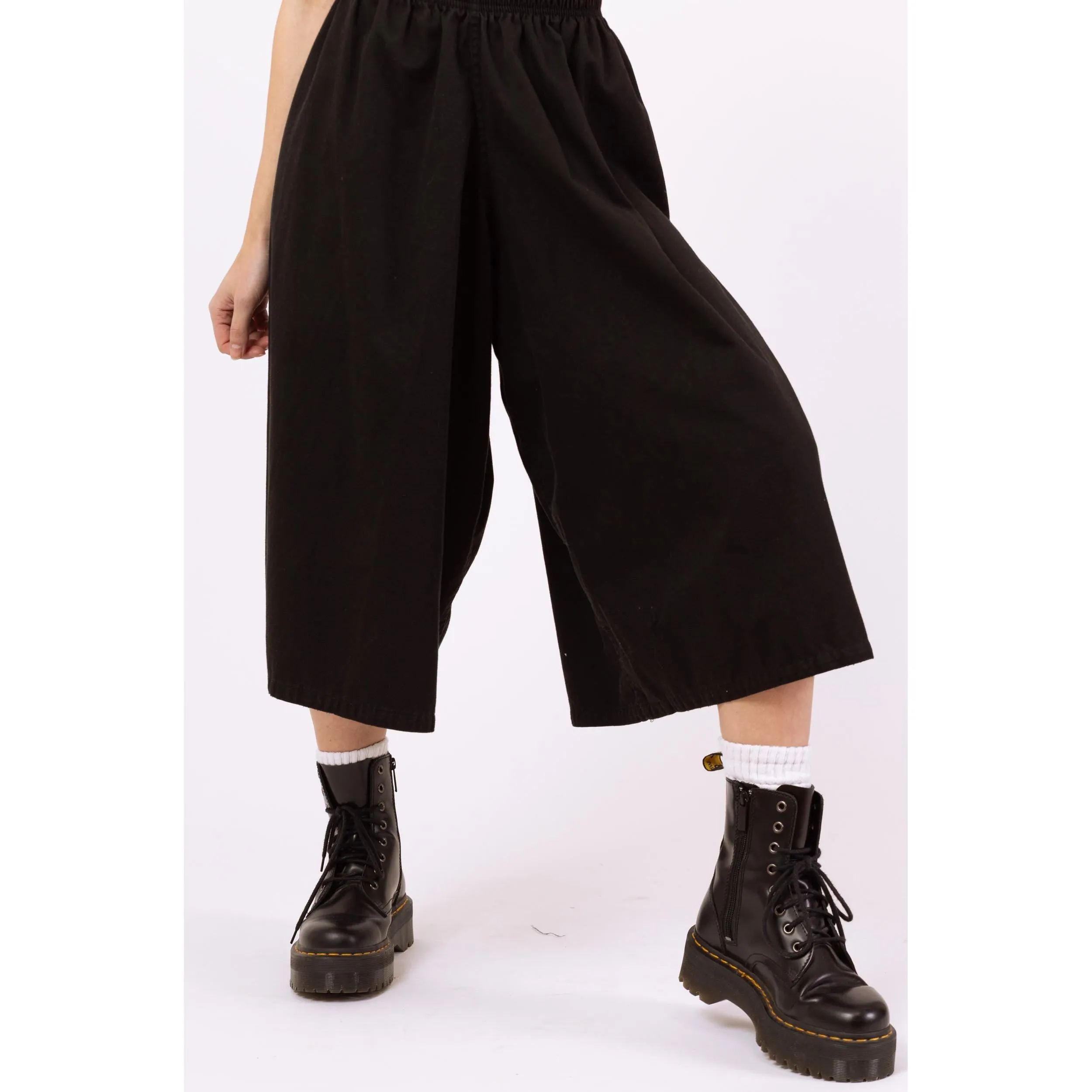Vintage Y2K Black Wide Leg Culotte Pants - XXS-XS, 21"-25" Waist