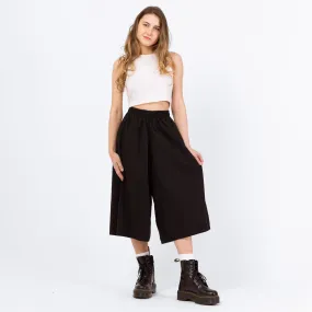 Vintage Y2K Black Wide Leg Culotte Pants - XXS-XS, 21"-25" Waist