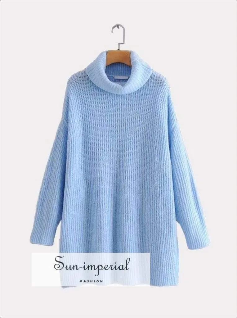 Women Wine Red Oversized Turtleneck Loose Pullovers Jumper Soft Warm Sweater