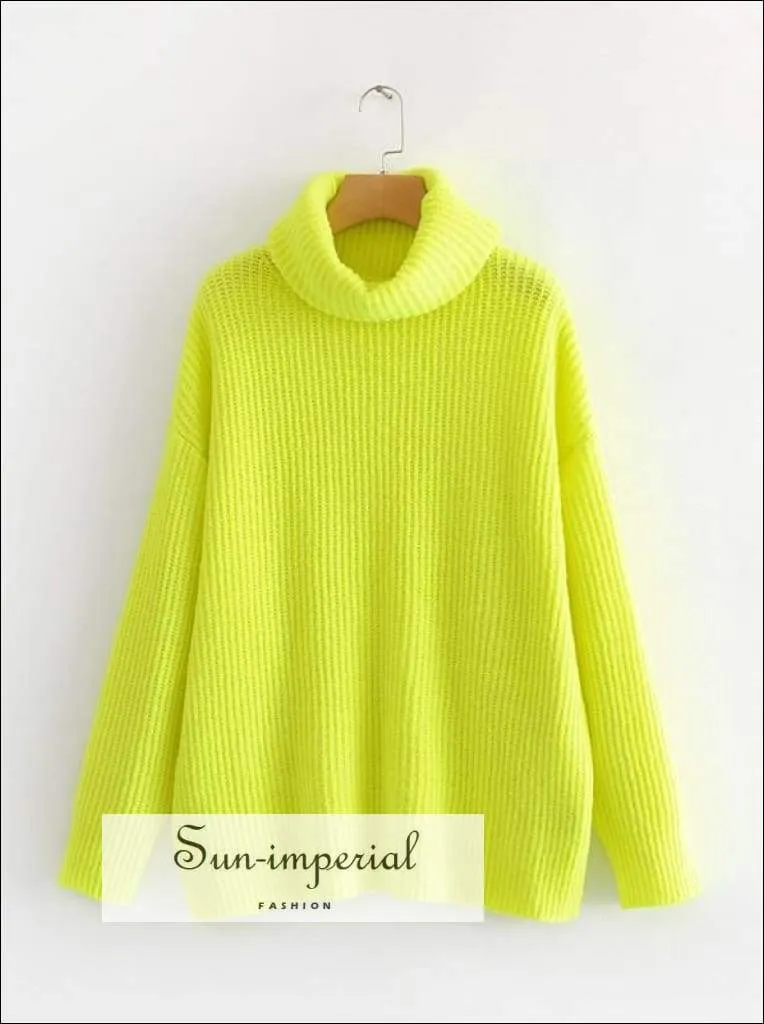 Women Wine Red Oversized Turtleneck Loose Pullovers Jumper Soft Warm Sweater