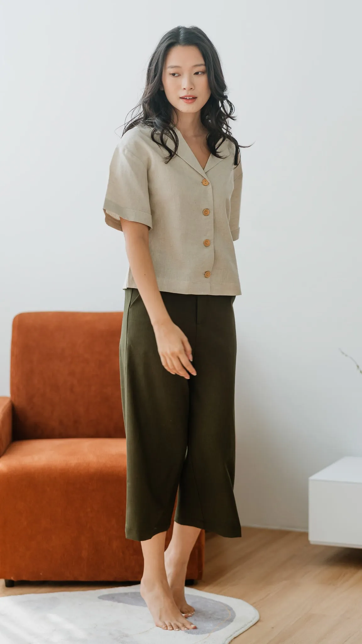 Xin Elastic Waist Culottes in Green [ONLINE ONLY]