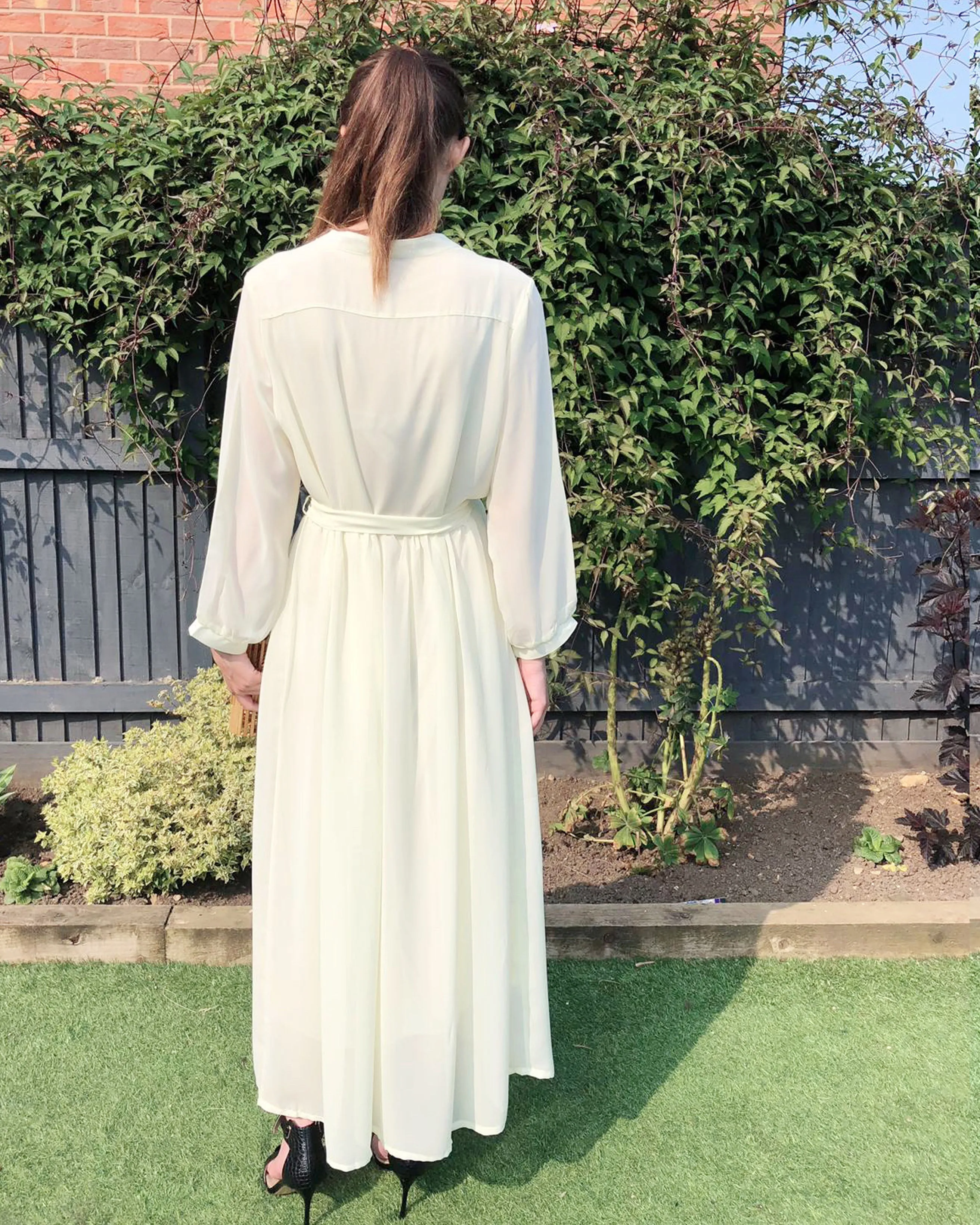 Yellow chiffon maxi dress