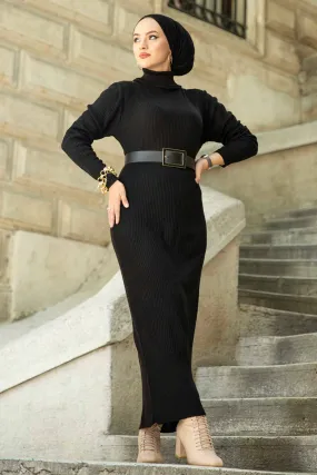 ZRF Women Turtleneck Knit Dress - Black - Giugliano in Campania